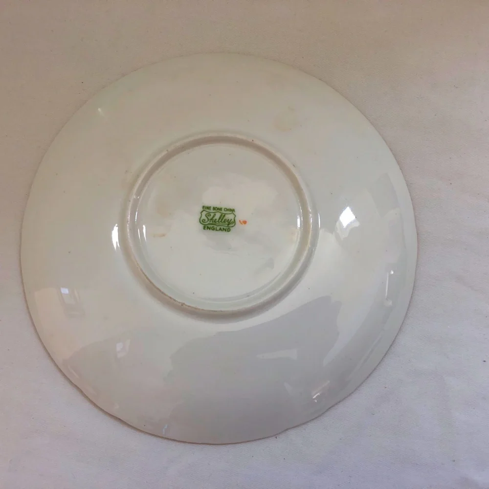 Shelley Chintz Melody Fine Bone China Green Tea Cup Saucer Gold Edge England - Picture 9 of 12